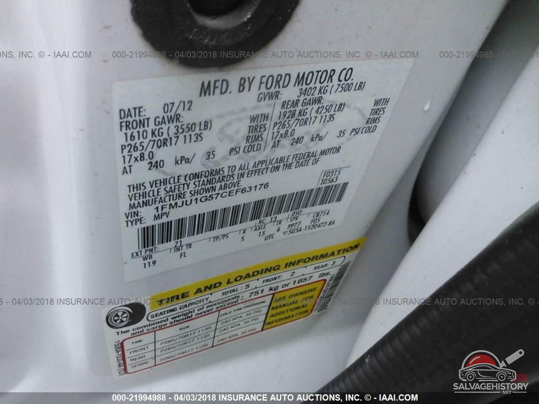 1FMJU1G57CEF63176 2012 FORD EXPEDITION photo no. 9