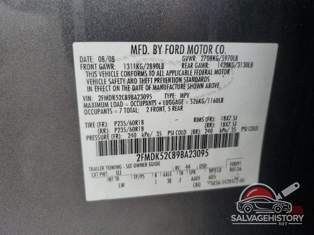 2FMDK52C89BA23095 2009 FORD FLEX photo no. 13