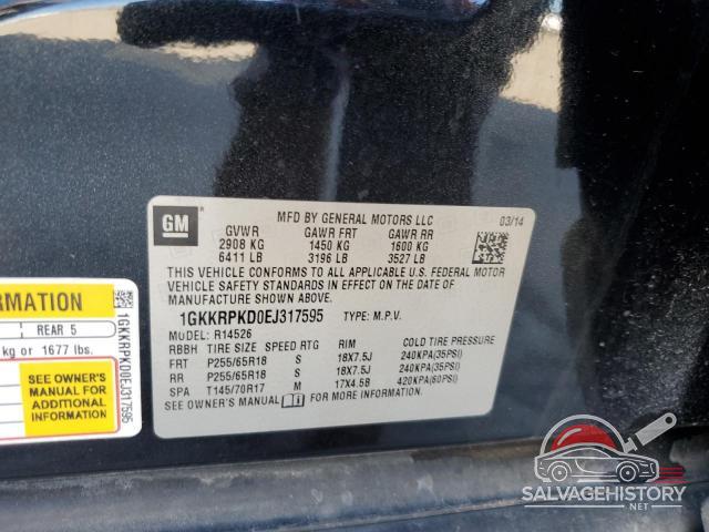 1GKKRPKD0EJ317595 2014 GMC ACADIA photo no. 13