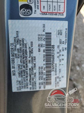 3FAHP0HA6BR210588 2011 FORD FUSION photo no. 12