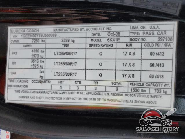1GEEK90Y19U550069 2009 CADILLAC ALL OTHER photo no. 13