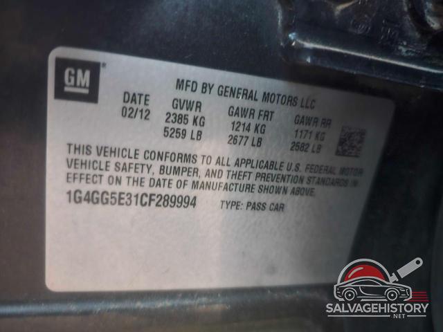 1G4GG5E31CF289994 2012 BUICK LACROSSE photo no. 10