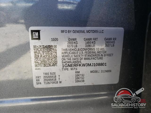 1GNERFKW3MJ108801 2021 CHEVROLET TRAVERSE photo no. 13