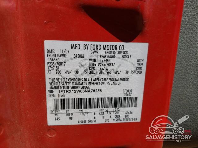 1FTRX12W86NA78256 2006 FORD All Models photo no. 12