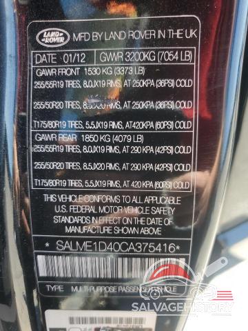 SALME1D40CA375416 2012 LAND ROVER RANGEROVER photo no. 13