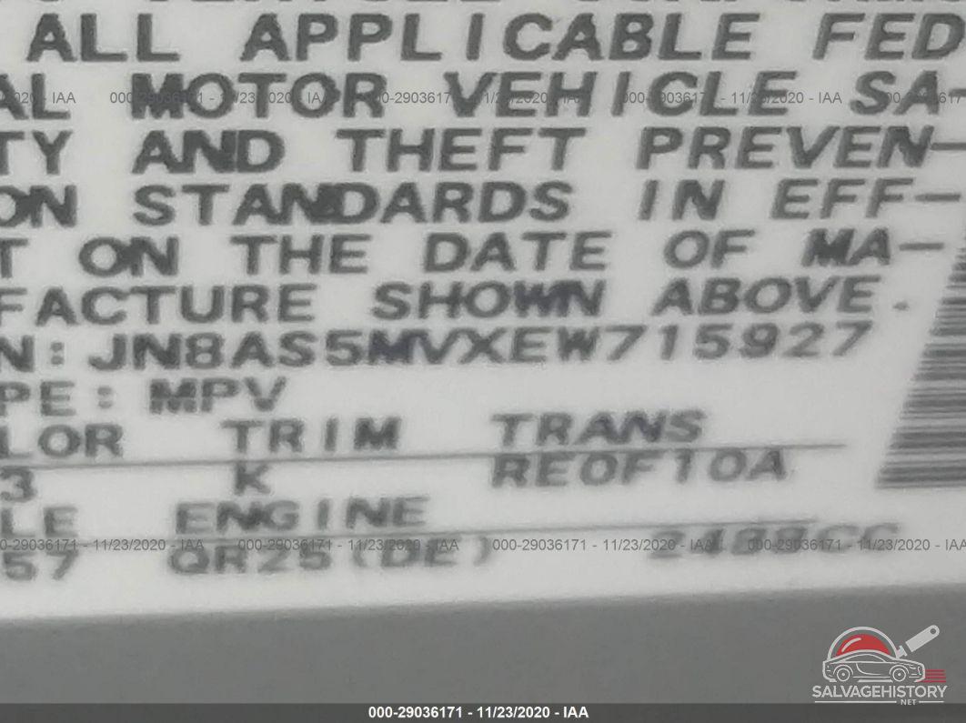JN8AS5MVXEW715927 2014 NISSAN ROGUE SELECT photo no. 9