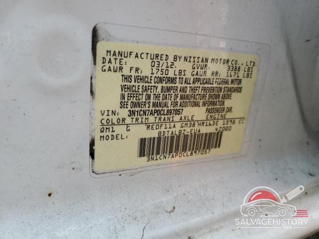 3N1CN7AP0CL897057 2012 NISSAN VERSA photo no. 12