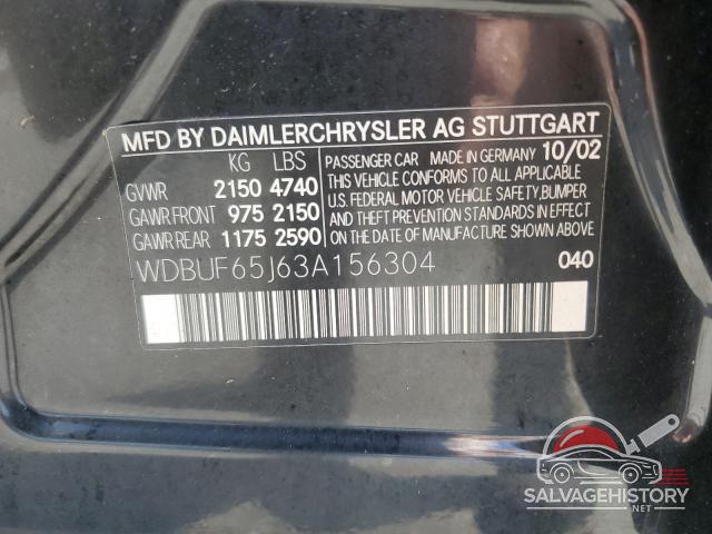 WDBUF65J63A156304 2003 MERCEDES-BENZ E-CLASS photo no. 12