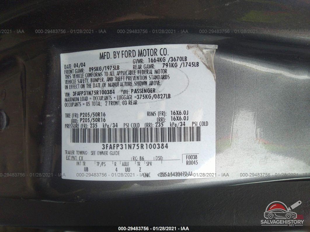 3FAFP31N75R100384 2005 FORD FOCUS photo no. 9