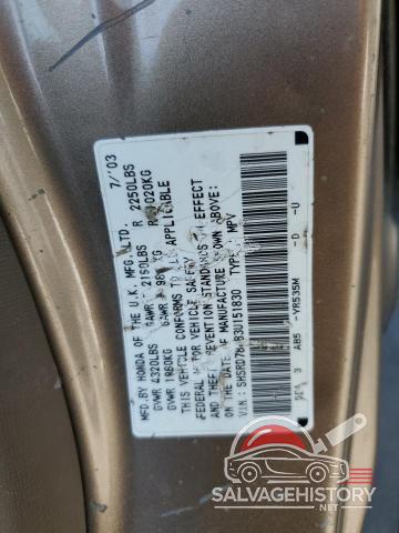SHSRD78883U151830 2003 HONDA CRV photo no. 13