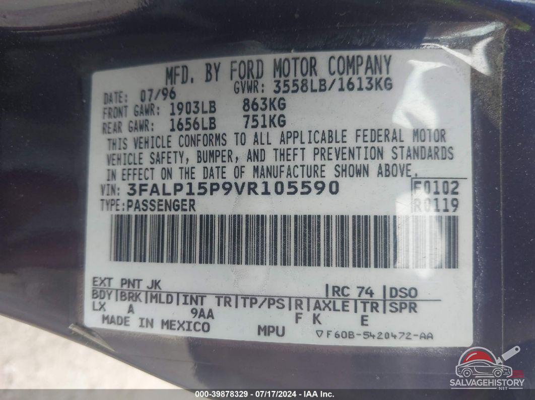 3FALP15P9VR105590 1997 FORD ESCORT photo no. 9