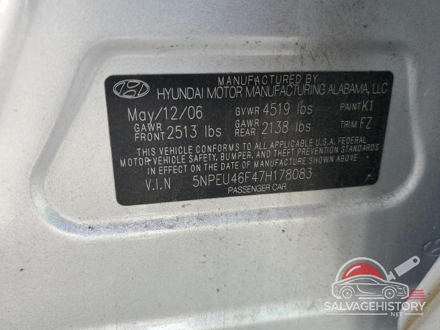 5NPEU46F47H178083 2007 HYUNDAI SONATA photo no. 12