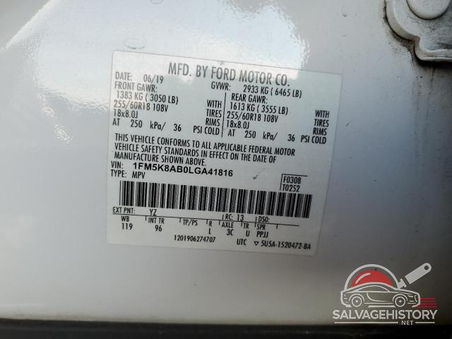 1FM5K8AB0LGA41816 2020 FORD EXPLORER photo no. 12