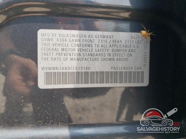 WVWMN7AN9CE513180 2012 VOLKSWAGEN CC photo no. 12