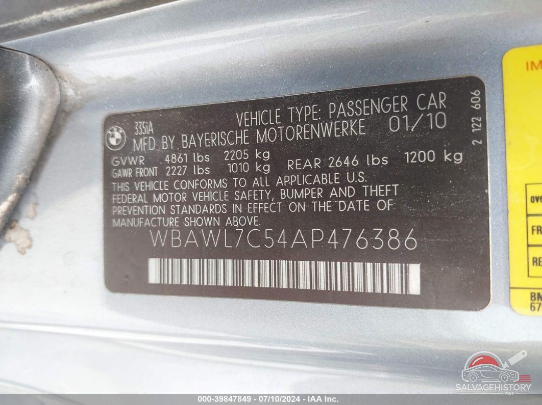 WBAWL7C54AP476386 2010 BMW 335I photo no. 9