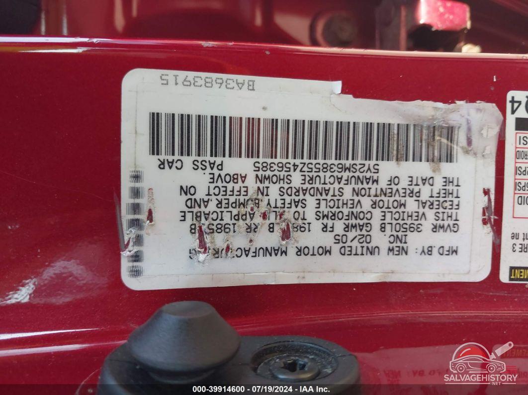 5Y2SM63855Z456385 2005 PONTIAC VIBE photo no. 9