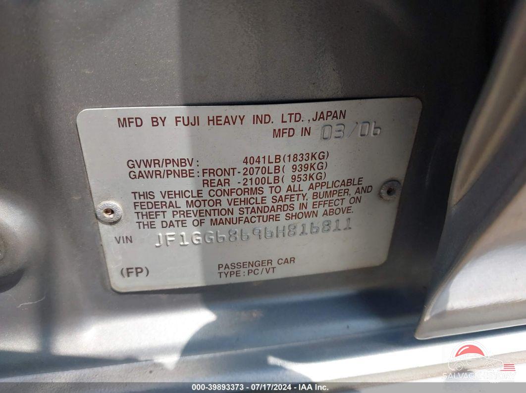JF1GG68696H816811 2006 SUBARU IMPREZA OUTBACK SPORT photo no. 9