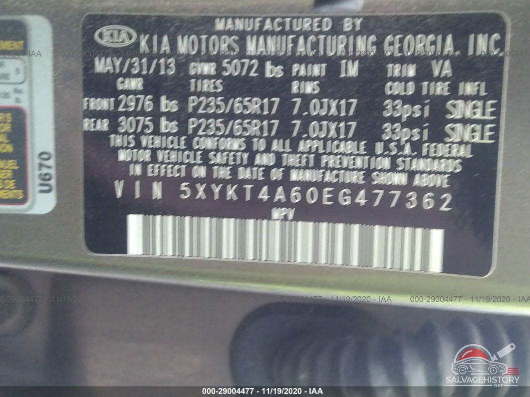 5XYKT4A60EG477362 2014 KIA SORENTO photo no. 9