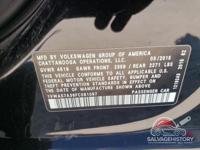 1VWAS7A36FC081087 2015 VOLKSWAGEN PASSAT photo no. 12