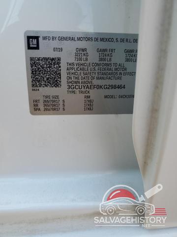 3GCUYAEF0KG298464 2019 CHEVROLET ALL Models photo no. 13