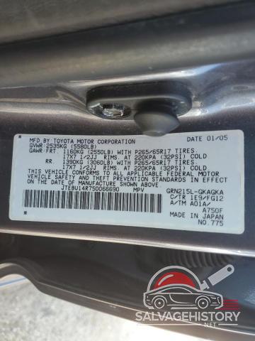 JTEBU14R750066690 2005 TOYOTA 4RUNNER photo no. 13