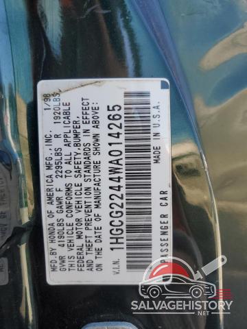 1HGCG2244WA014265 1998 HONDA ACCORD photo no. 12