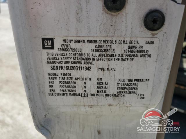 3GNFK16U26G111942 2006 CHEVROLET SUBURBAN photo no. 12