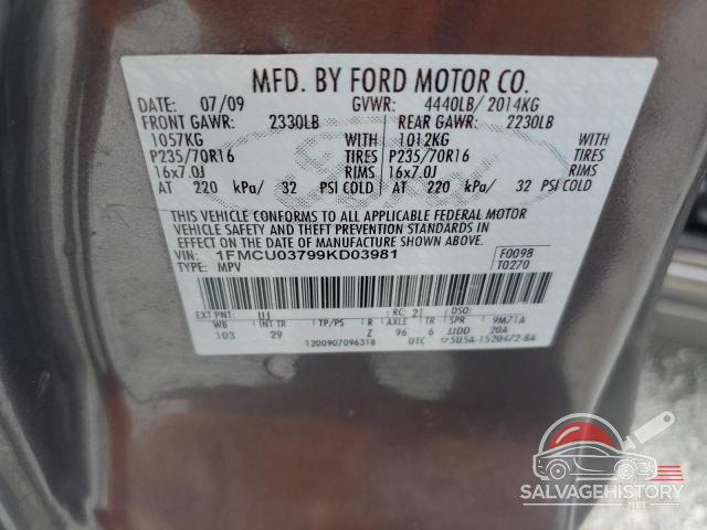 1FMCU03799KD03981 2009 FORD ESCAPE photo no. 13