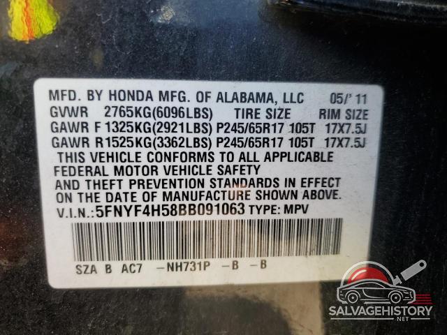 5FNYF4H58BB091063 2011 HONDA PILOT photo no. 13