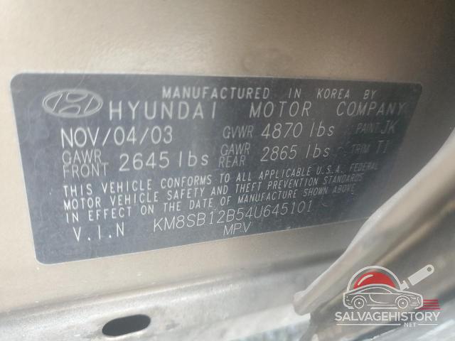 KM8SB12B54U645101 2004 HYUNDAI SANTA FE photo no. 14