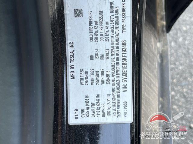 5YJ3E1EB5KF193488 2019 TESLA MODEL 3 photo no. 8