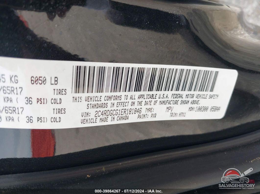 2C4RDGCG1ER181846 2014 DODGE GRAND CARAVAN photo no. 9
