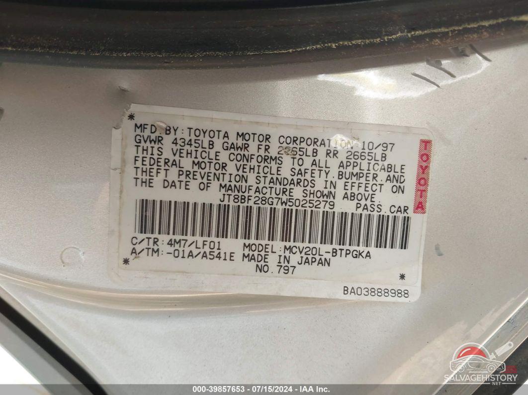 JT8BF28G7W5025279 1998 LEXUS ES photo no. 9