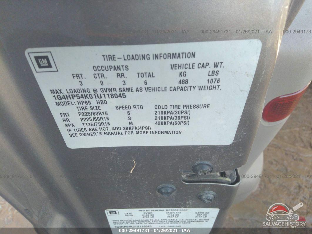 1G4HP54K01U118045 2001 BUICK LESABRE photo no. 9