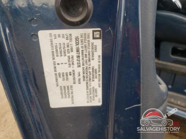 1GCDL19W71B121376 2001 CHEVROLET All Models photo no. 12