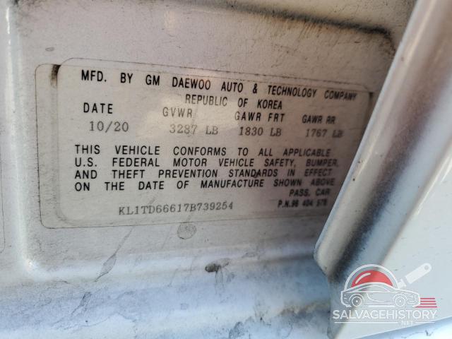 KL1TD66617B739254 2007 CHEVROLET AVEO photo no. 13