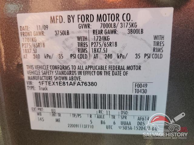 1FTEX1E81AFA76380 2010 FORD F-150 photo no. 12