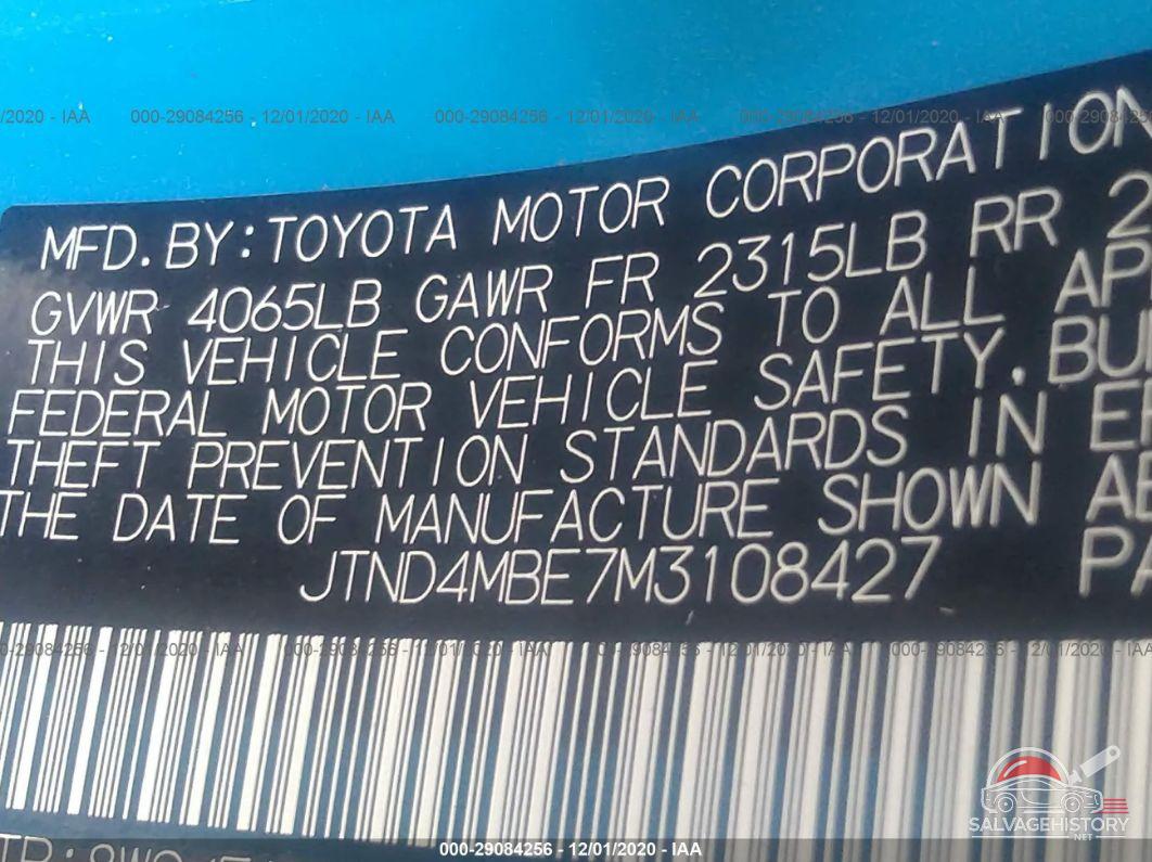 JTND4MBE7M3108427 2021 TOYOTA COROLLA HATCHBACK photo no. 9