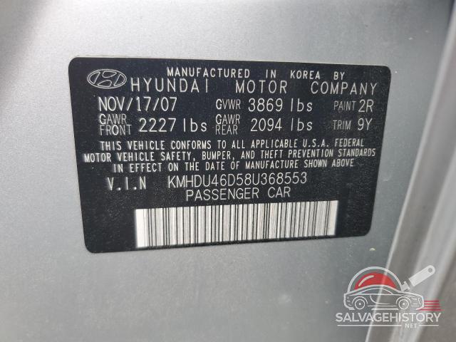 KMHDU46D58U368553 2008 HYUNDAI ELANTRA photo no. 12