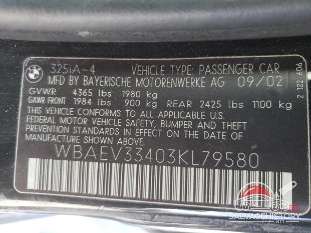 WBAEV33403KL79580 2003 BMW 3 SERIES photo no. 12