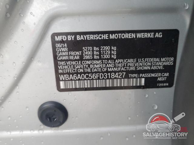 WBA6A0C56FD318427 2015 BMW 6 SERIES photo no. 12