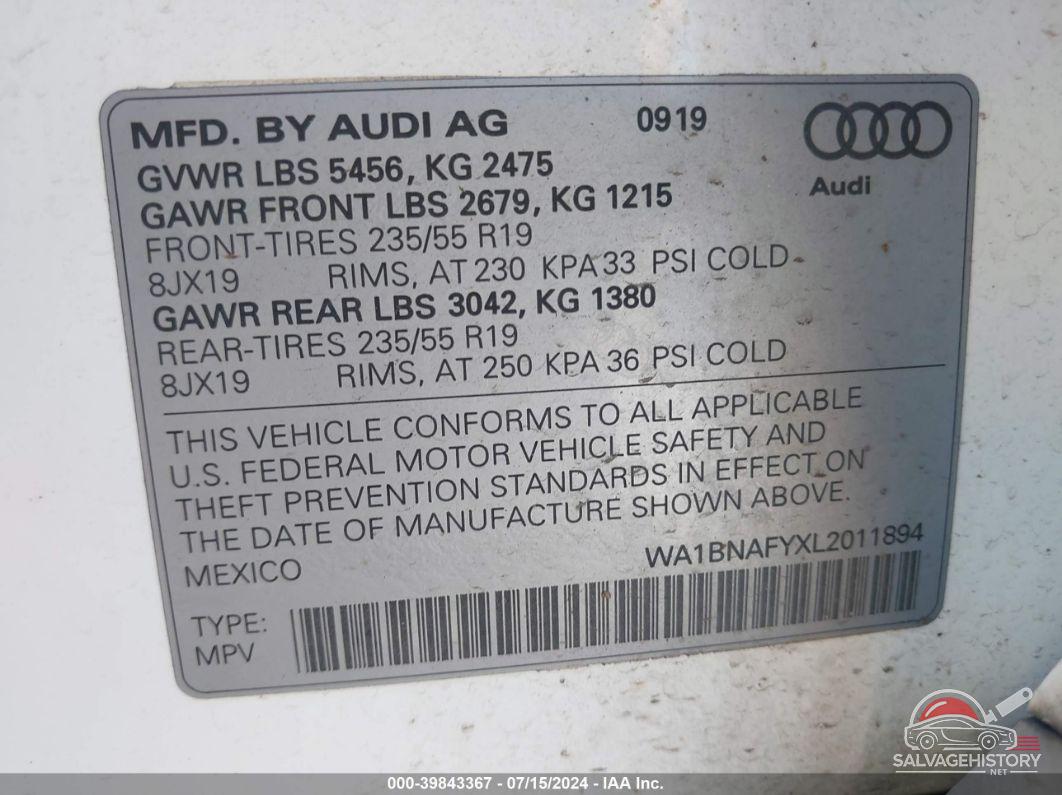 WA1BNAFYXL2011894 2020 AUDI Q5 photo no. 9