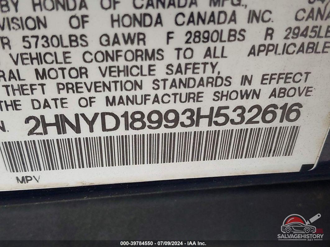 2HNYD18993H532616 2003 ACURA MDX photo no. 9