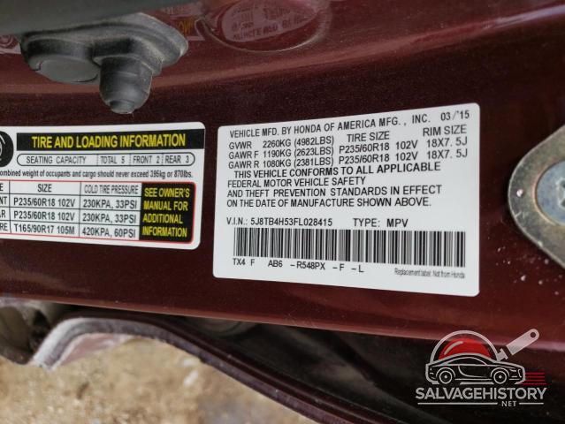 5J8TB4H53FL028415 2015 ACURA RDX photo no. 14