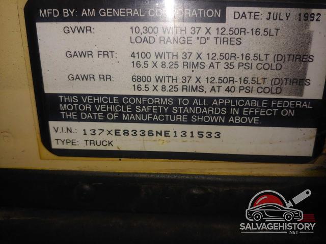 137XE8336NE131533 1992 AMERICAN GENERAL ALL MODELS photo no. 10