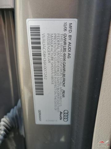 WAUAC48H36K007242 2006 AUDI A4 photo no. 12