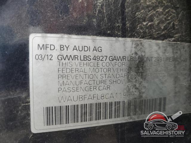 WAUBFAFL8CA119697 2012 AUDI A4 photo no. 12