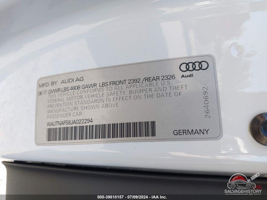 WAUTNAF58JA022294 2018 AUDI A5 photo no. 9