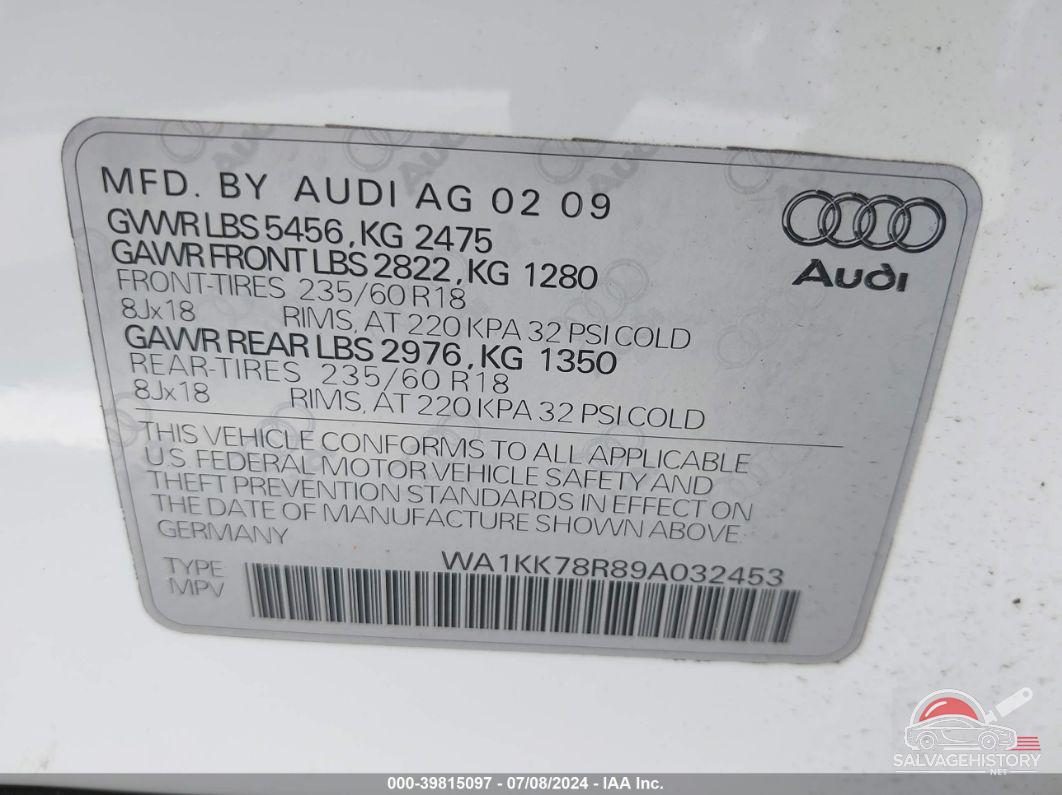WA1KK78R89A032453 2009 AUDI Q5 photo no. 8