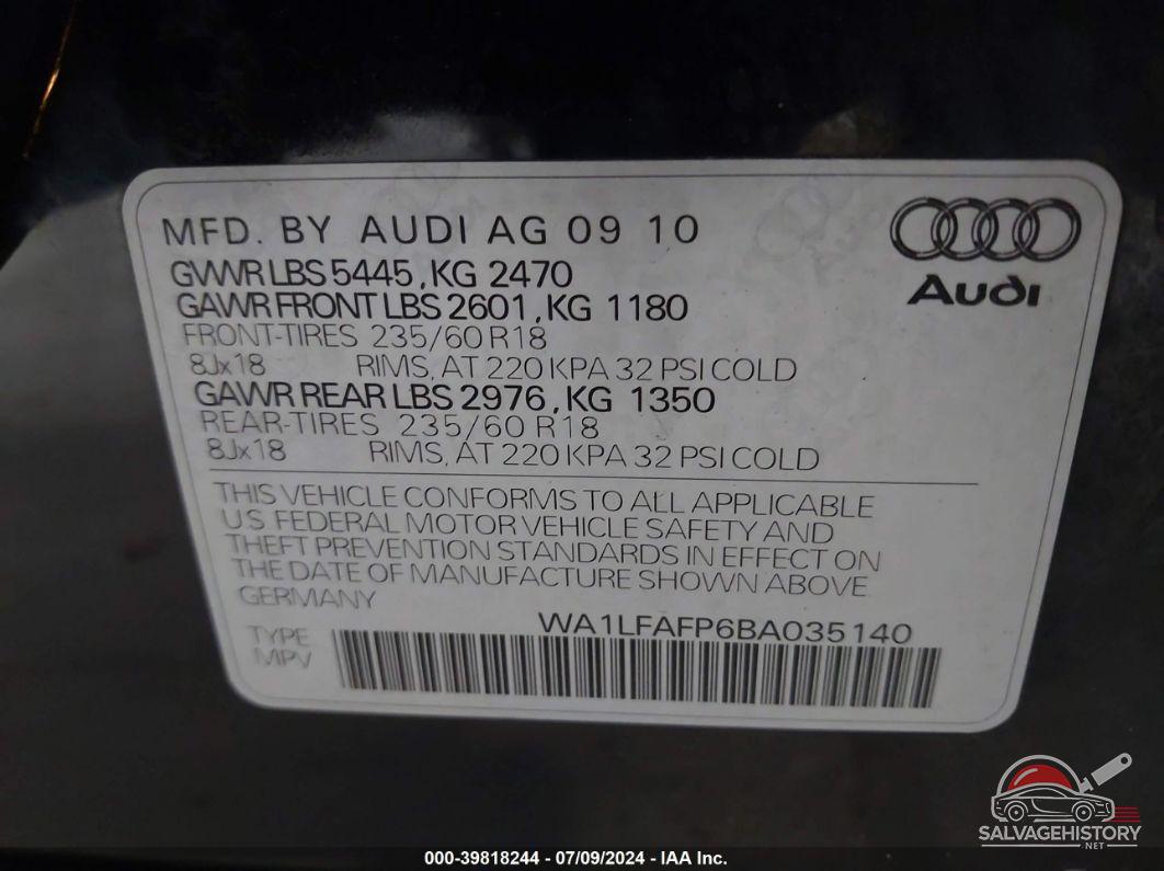 WA1LFAFP6BA035140 2011 AUDI Q5 photo no. 9